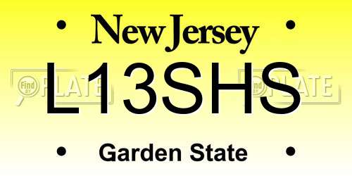 L13SHS New Jersey License Plate
