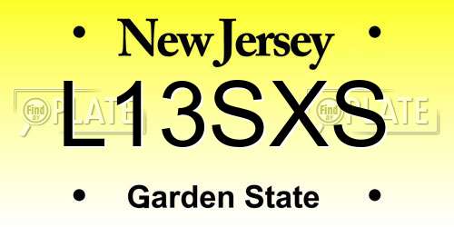 L13SXS New Jersey License Plate
