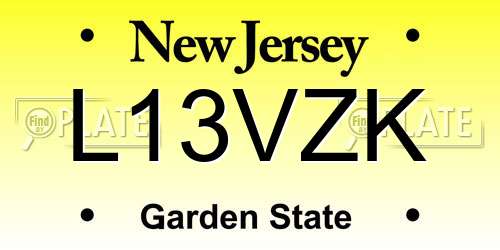 L13VZK New Jersey License Plate