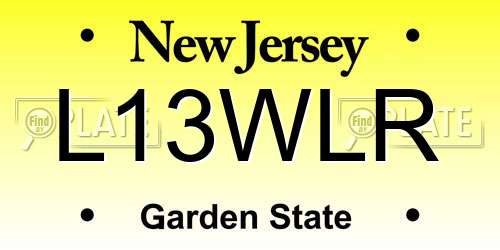 L13WLR New Jersey License Plate