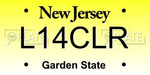 L14CLR New Jersey License Plate