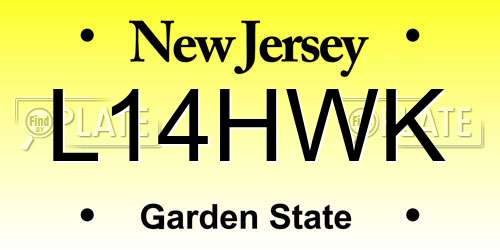 L14HWK New Jersey License Plate
