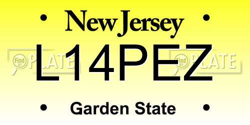 L14PEZ New Jersey License Plate