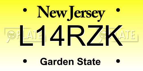 L14RZK New Jersey License Plate