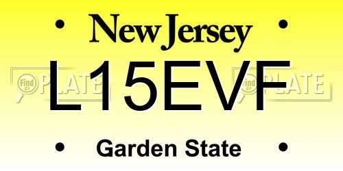 L15EVF New Jersey License Plate