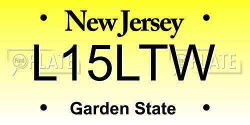 L15LTW New Jersey License Plate