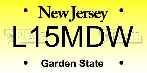 L15MDW New Jersey License Plate
