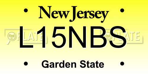 L15NBS New Jersey License Plate