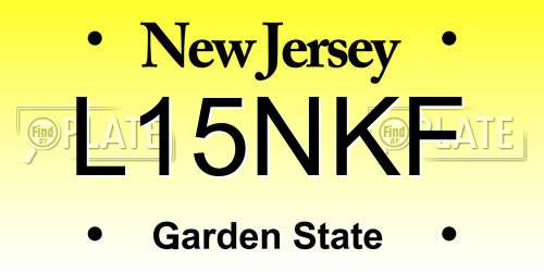 L15NKF New Jersey License Plate