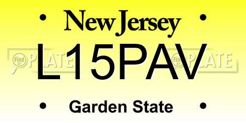 L15PAV New Jersey License Plate