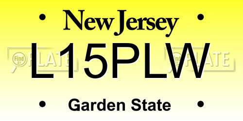 L15PLW New Jersey License Plate