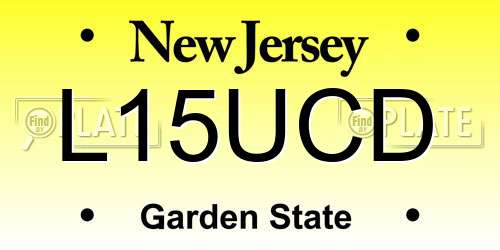 L15UCD New Jersey License Plate