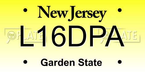 L16DPA New Jersey License Plate