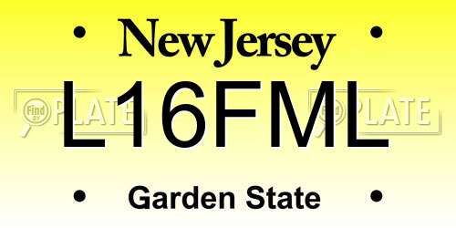L16FML New Jersey License Plate