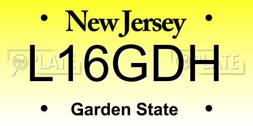 L16GDH New Jersey License Plate