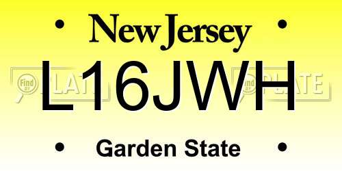 L16JWH New Jersey License Plate