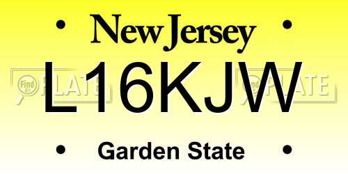 L16KJW New Jersey License Plate