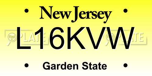 L16KVW New Jersey License Plate