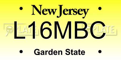 L16MBC New Jersey License Plate