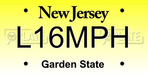 L16MPH New Jersey License Plate