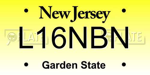 L16NBN New Jersey License Plate