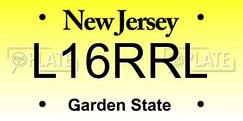 L16RRL New Jersey License Plate