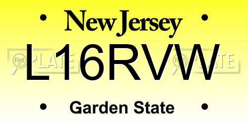 L16RVW New Jersey License Plate