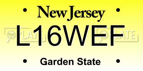 L16WEF New Jersey License Plate