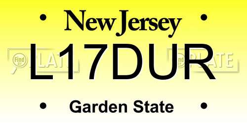 L17DUR New Jersey License Plate