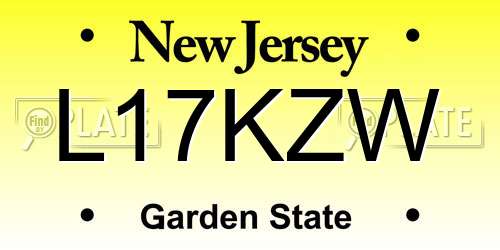L17KZW New Jersey License Plate