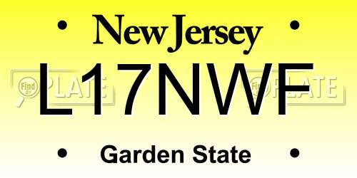 L17NWF New Jersey License Plate