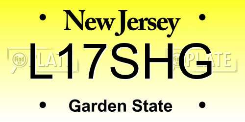 L17SHG New Jersey License Plate