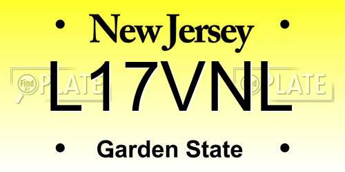 L17VNL New Jersey License Plate