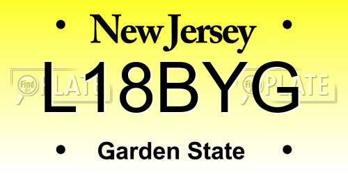 L18BYG New Jersey License Plate