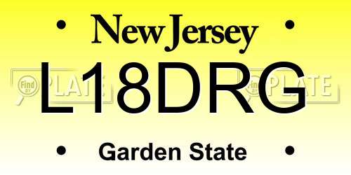 L18DRG New Jersey License Plate