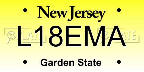 L18EMA New Jersey License Plate