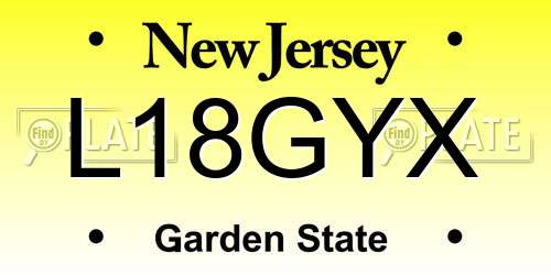 L18GYX New Jersey License Plate