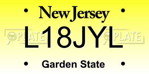 L18JYL New Jersey License Plate