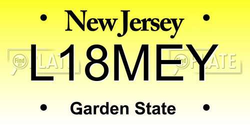 L18MEY New Jersey License Plate