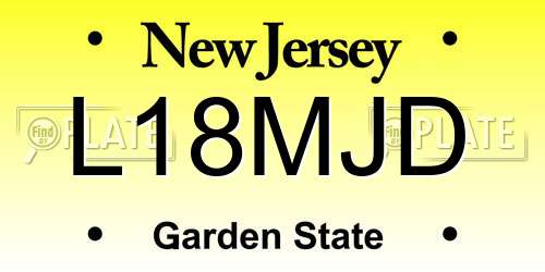 L18MJD New Jersey License Plate