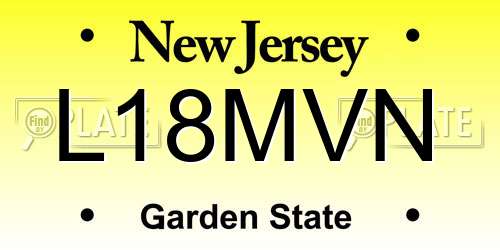 L18MVN New Jersey License Plate