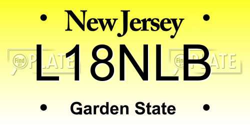 L18NLB New Jersey License Plate