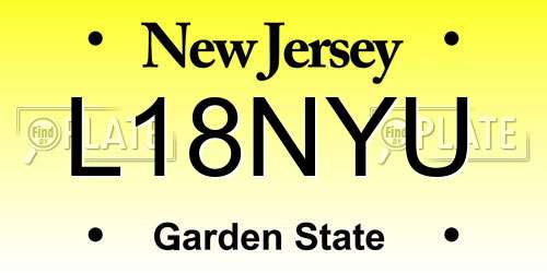 L18NYU New Jersey License Plate