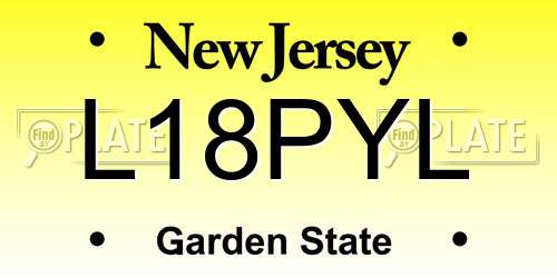 L18PYL New Jersey License Plate
