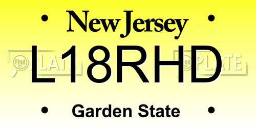 L18RHD New Jersey License Plate
