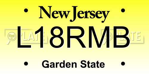 L18RMB New Jersey License Plate