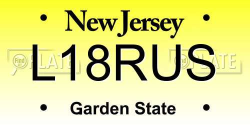 L18RUS New Jersey License Plate