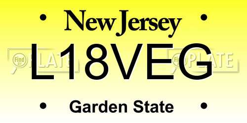 L18VEG New Jersey License Plate