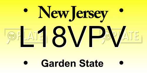 L18VPV New Jersey License Plate