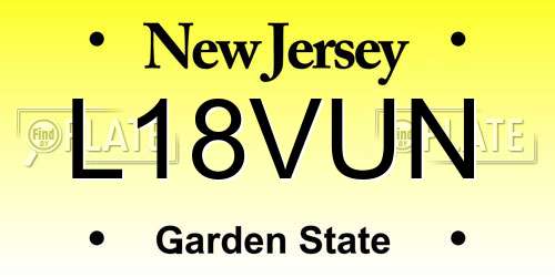 L18VUN New Jersey License Plate
